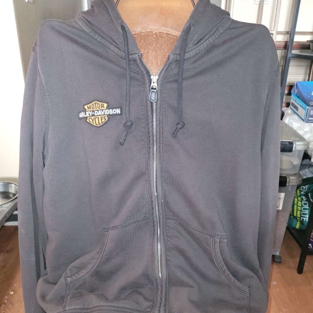 Harley-Davidson zipper Hoodie 
Unisex XL 
Charcoal Gray EUC